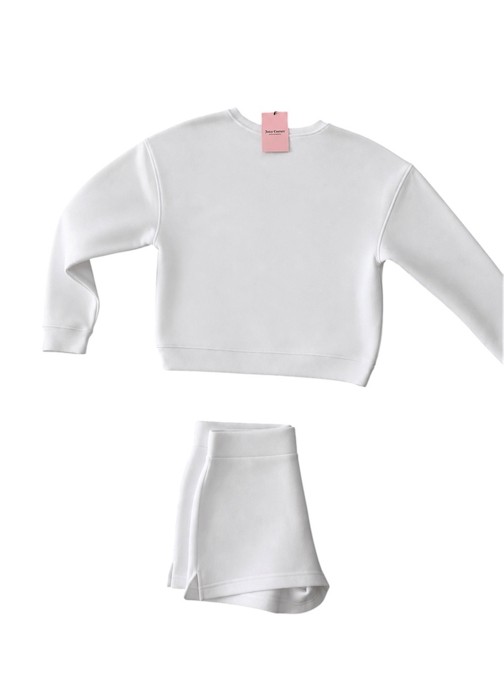 Juicy Couture White Fleece Sweatshirt & Shorts Set 2 Piece NWT Size Med - Picture 6 of 7